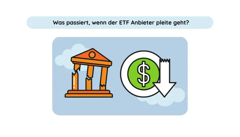 Zerbrochenes Gebäude und fallender Dollar symbolisieren, was passiert, wenn ein ETF-Anbieter pleite geht.